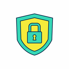 Filled outline Shield security with lock icon isolated on white background. Protection, safety, password security. Firewall access privacy sign. Vector