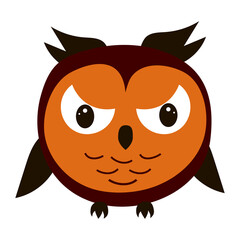 Angry cartoon owl isolated on white background. Character with angry emotion for site, infographics, video, animation, websites, emails, newsletters, reports, comics