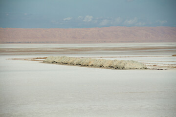 A salt lake in the Sahara Desert in Tunisia.