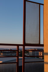 Fototapeta premium view from the window to a blue sky in summer