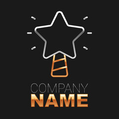 Line Christmas star icon isolated on black background. Merry Christmas and Happy New Year. Colorful outline concept. Vector