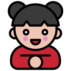 Chinese girl icon ,Chinese New Year vector illustration