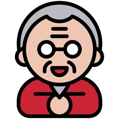 Chinese grandpa icon ,Chinese New Year vector illustration