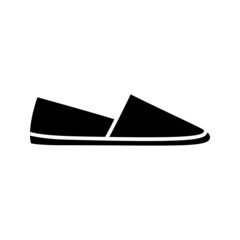 Espadrille black glyph icon isolated. Vector