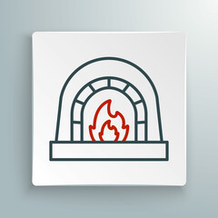 Line Blacksmith oven icon isolated on white background. Colorful outline concept. Vector