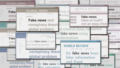 Headline titles media with fake news and hoax information 3d illustration