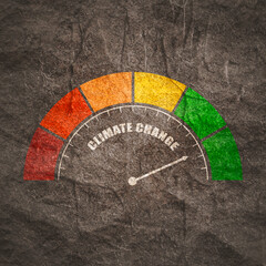 Climate change measuring device with arrow and scale.