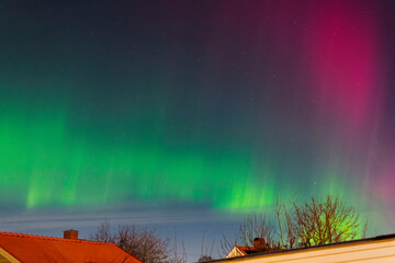 Northern lights (aurora borealis) visible as far south as Skara during a cold January night....