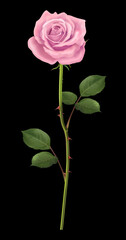 Vector pink rose isolated on black background