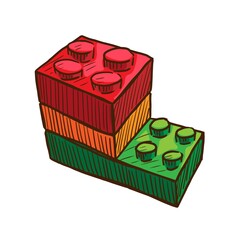 Plastic blocks vector illustration of children toy isolated on white background