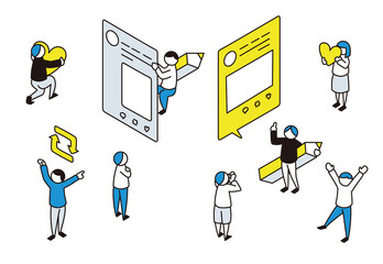 SNSで発信する人々2　アイソメトリック