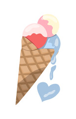 Ice cream cone. Ice cream in a bright cartoon style.
