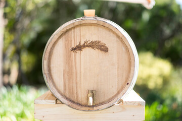 Wine Barrell with Blank Space for your own logo or names