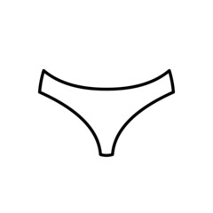 Female lingerie or swimsuit black outline icon. Panties in linear style. Women underwear. Flat isolated symbol, sign for illustration, logo, app, banner, web design, dev, ui, ux, gui. Vector EPS 10