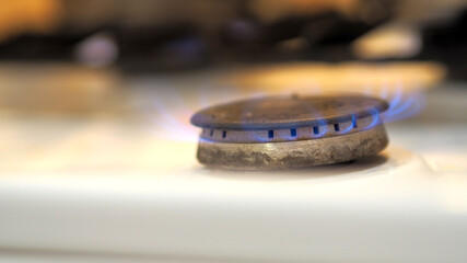 Burning gas burner. Saving gas. Gas tariffs 2022.