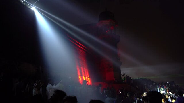 Laser Show organized  at Varanasi Ghat during Dev Deepawali also known as Dev Diwali 
