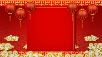 Happy chinese new year for Party and Celebrations With Space for Message Isolated in background. 3D illustration, 3D rendering	
