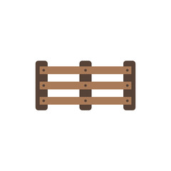 Wooden fence for the farm. Simple flat element for design. Low fence for detachments with cattle on the ranch. Rural life item. Farming and animal husbandry.