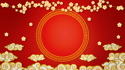 Happy chinese new year for Party and Celebrations With Space for Message Isolated in Red Background. 3D illustration, 3D rendering	