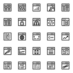 Outline icons for web design and development.