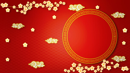 Happy chinese new year for Party and Celebrations With Space for Message Isolated in Red Background. 3D illustration, 3D rendering	