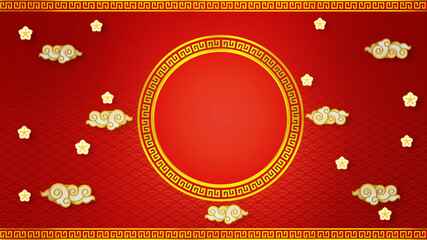 Happy chinese new year for Party and Celebrations With Space for Message Isolated in Red Background. 3D illustration, 3D rendering	