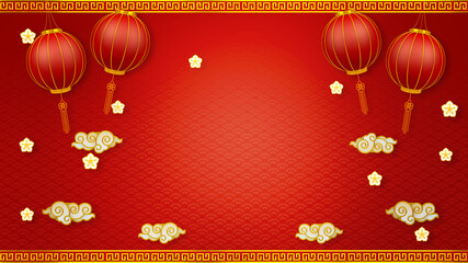 Happy chinese new year for Party and Celebrations With Space for Message Isolated in Red Background. 3D illustration, 3D rendering	
