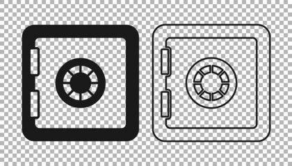 Black Safe icon isolated on transparent background. The door safe a bank vault with a combination lock. Reliable Data Protection. Vector