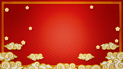 Happy chinese new year for Party and Celebrations With Space for Message Isolated in Red Background. 3D illustration, 3D rendering	