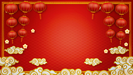 Happy chinese new year for Party and Celebrations With Space for Message Isolated in Red Background. 3D illustration, 3D rendering	
