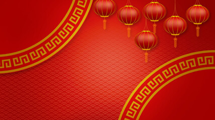 Happy chinese new year for Party and Celebrations With Space for Message Isolated in Red Background. 3D illustration, 3D rendering	