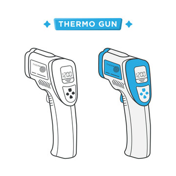 Thermometer Infrared Cartoon Vector Icon Illustration. Thermogun Icon Concept Isolated Premium Vector. Flat Cartoon Style