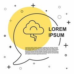 Black line Storm icon isolated on white background. Cloud and lightning sign. Weather icon of storm. Random dynamic shapes. Vector