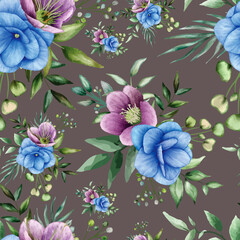 Beautiful flower watercolor seamless pattern