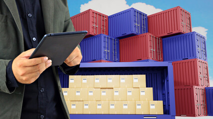 Business of transportation. import export business logistic concept. Online goods orders worldwide