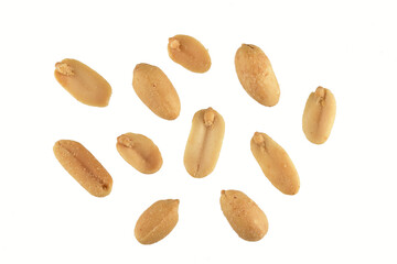 Roasted and Salted Peanuts on White Background with Clipping Path