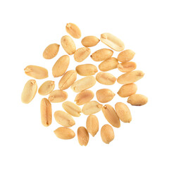 top view of salted peanuts isolated on white background with clipping path