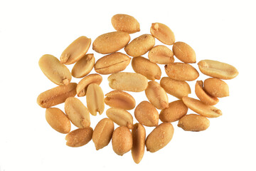 Roasted Salty Peanuts isolated on White Background with Clipping Path