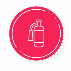 White line Fire extinguisher icon isolated on white background. Red circle button. Vector