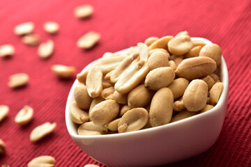 Close up of Salted Peanuts in Bowl