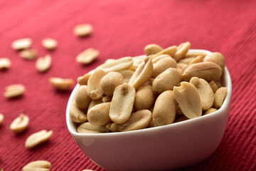 Close up of Salted Peanuts in Bowl, Healthy Snacks