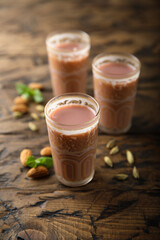 Homemade rose tea with milk