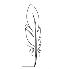 bird feather continuous line drawing, sketch