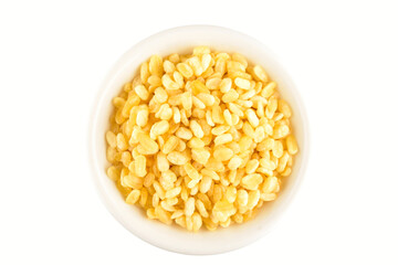 Top View of Moong Dal Namkeen Bowl Isolated on White Background with Clipping Path