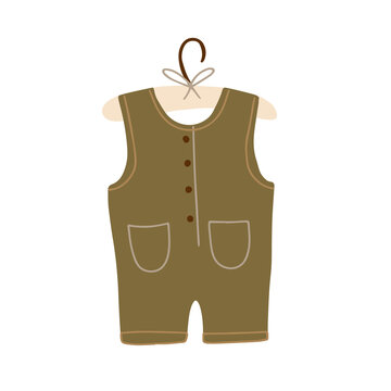 olive green baby romper on hanger clip art preview