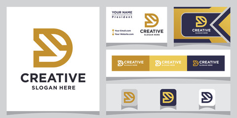 Abstract initial letter D logo template. icon for simple fashion business & branding company