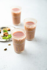 Homemade rose tea with milk