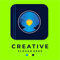 Island landscape logo illustration