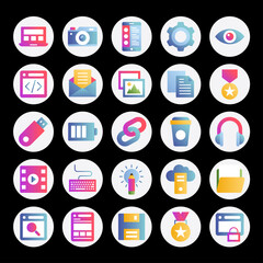 Gradient color icons for web optimization, design development.