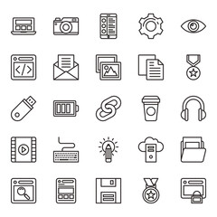 Outline icons for web optimization, design development.
